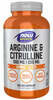 Now Foods L-arginiin 500 mg + L-tsitrulliin 250 mg, 240 kapslit