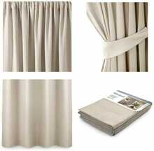 Pimendav kardin AmeliaHome Pleat Blackout, 140 x 245 cm, beež, kreemjas