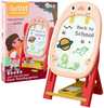 Kahepoolne magnettahvel Lean Toys, 67 x 37 x 25 cm, roosa, mängukomplektiga 56 tk