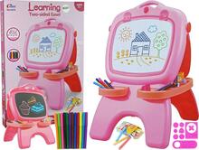 Kahepoolne magnetiline tahvel Lean Toys 2in1, roosa