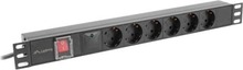 Toitejaotur Lanberg PDU-05F-0200-BK, 19 tolli, 1U, 16A, 5x Schuko, 2 m, must