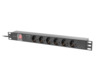 Toiteriba Lanberg PDU-06F-0200-BK, 19 tolli, 1U, 16A, 6x Schuko, 2 m, must