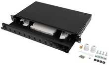 Kiudoptiline jaotuskast Lanberg 12XSC simplex / 12XLC duplex, Rack 19 1U, must + tarvikud