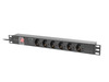 Toitejaotur Lanberg PDU-06F-0200-IEC-BK, 19, 1U, 10A, 6x Schuko, 2m, must