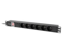 PDU toiteplokk Lanberg PDU 19 1U 10A 6x 230V PL 2m, must
