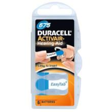 Kuuldeaparaadi patareid Duracell A675/DA675/ZL675, tsink-õhk, 6 tk