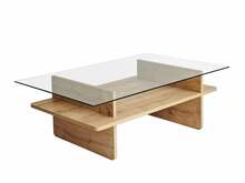 Diivanilaud Kalune Design Saga, 105 x 35 x 65 cm, ristkülikukujuline, läbipaistev, tamm