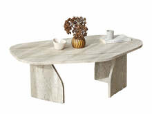 Kohvilaud Kalune Design Rock, 105 x 35 x 65 cm, hele travertiin, melamiinkattega