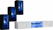 Sektsioon ASM Switch XXII, 210 x 120 x 40 cm, must/valge, LED valgustusega