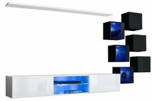 Sektsioon ASM Switch XXI, 260 x 40 x 140 cm, LED valgustusega, valge/must