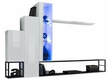 Sektsioon ASM Switch Met VIII, 240 x 40 x 151 cm, valge/must, LED valgustusega