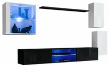 Sektsioon ASM Switch XXIII, 250 x 40 x 140 cm, valge/must/tumehall, LED valgustusega